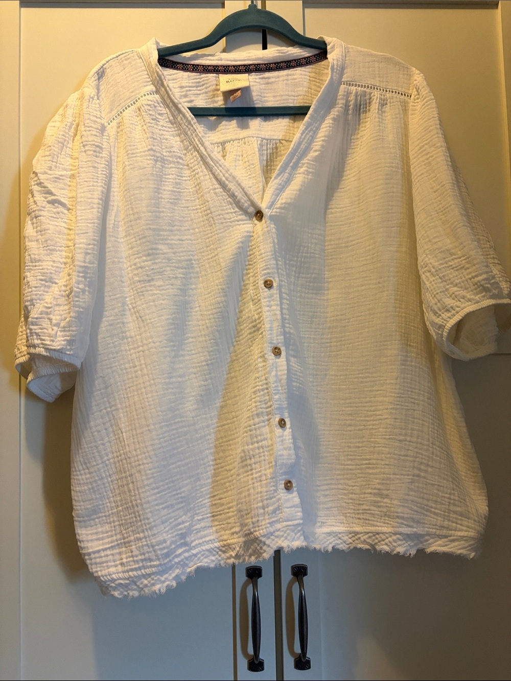 Knox Rose White Cotton Gauze Button-Front Shirt